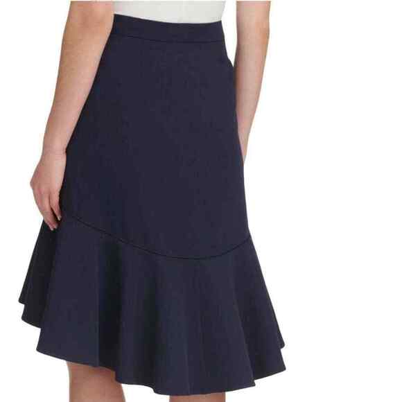 Tommy Hilfiger Navy Ruffle Hi-Low Skirt Suit Separates Lined Side Zip Size 0 - Picture 3 of 12